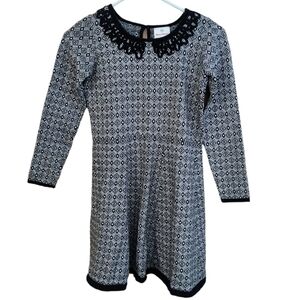 Hanna Andersson Black/White Geo Pattern Wool Blend Sweater Dress Size 12
